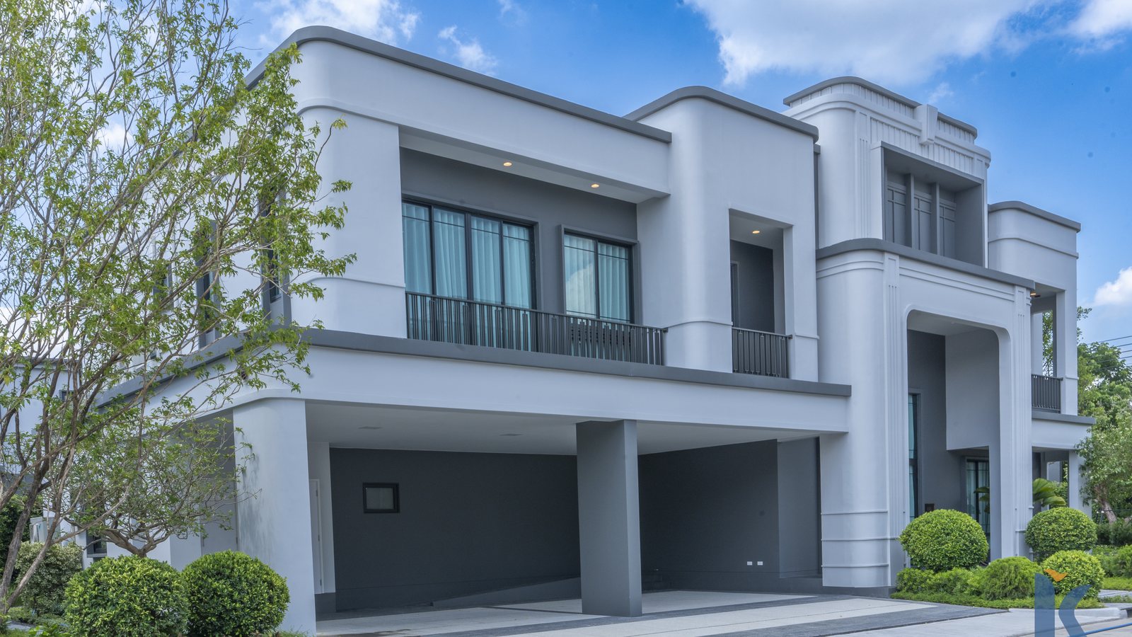The elevation from the estate road
